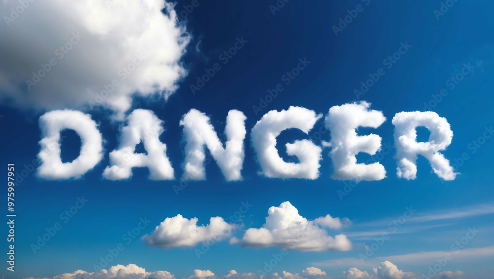 danger word made of clouds in blue sky background danger word made of clouds in blue sky background