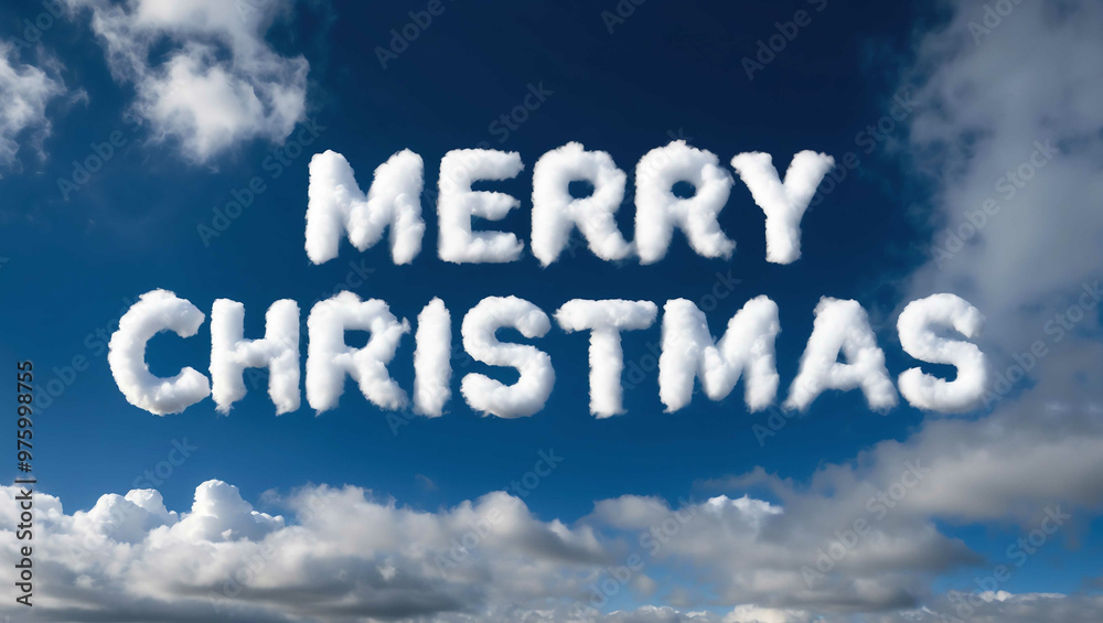 merry christmas word made of clouds in blue sky background merry christmas word made of clouds in blue sky background