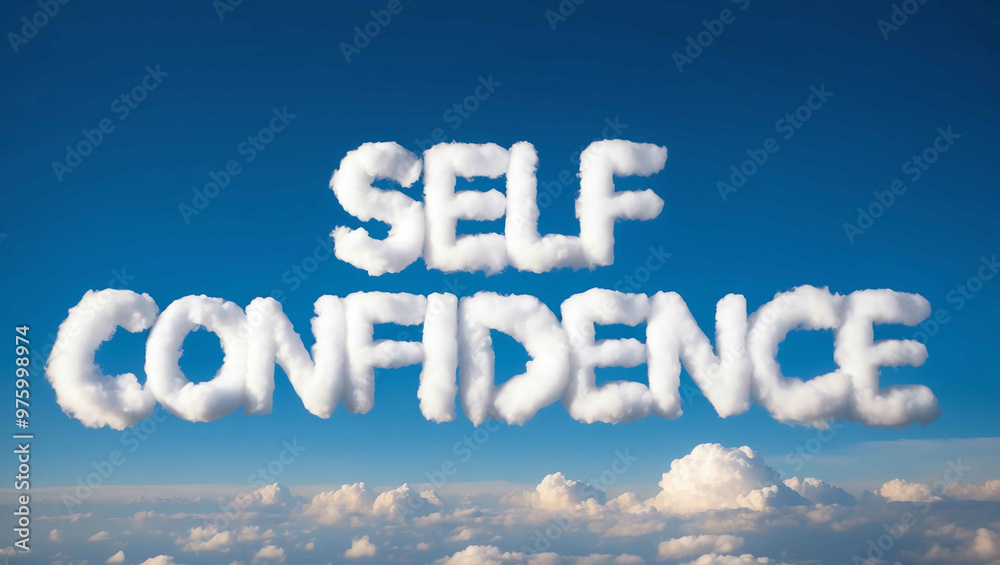 self confidence word made of clouds in blue sky background self confidence word made of clouds in blue sky background