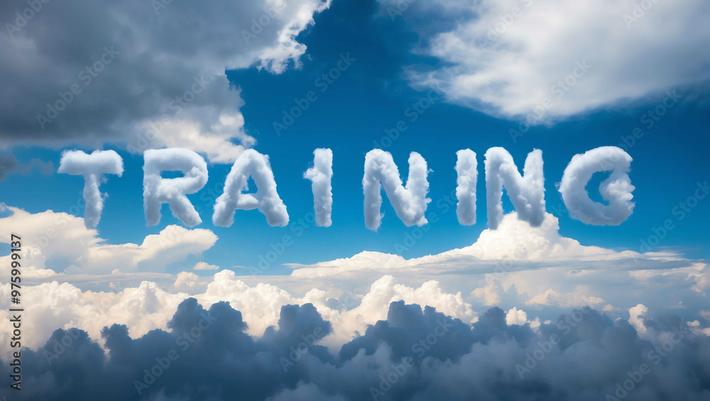 Fototapeta premium training word made of clouds in blue sky background
