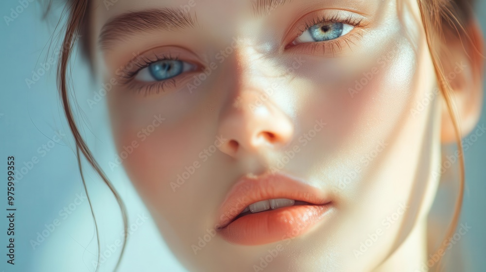 ethereal beauty portrait flawless skin soft focus glow delicate features natural makeup dreamy pastel color palette closeup emphasizing eyes and luminous complexion ethereal beauty portrait flawless skin soft focus glow delicate features natural makeup dreamy pastel color palette closeup emphasizing eyes and luminous complexion