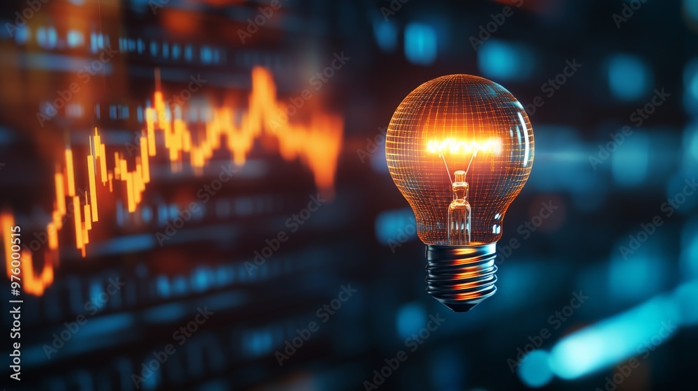 Innovative ideas depicted by a glowing light bulb against a backdrop of financial data and market trends, representing creativity and analysis. Innovative ideas depicted by a glowing light bulb against a backdrop of financial data and market trends, representing creativity and analysis.