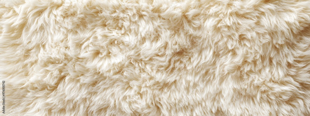A close-up of the plush texture on a cream-beige shaggy rug, highlighting its soft and fluffy appearance A close-up of the plush texture on a cream-beige shaggy rug, highlighting its soft and fluffy appearance