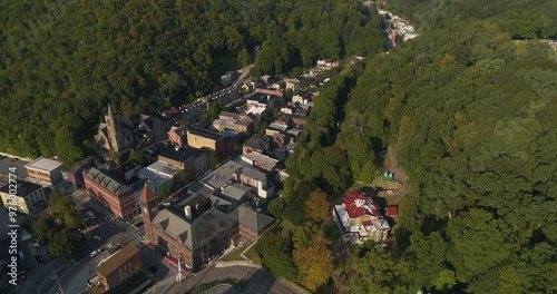 Drone Shot of Downtown Jim Thorpe Pennsylvania in Summer