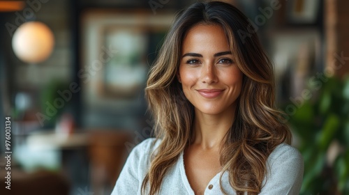 Wallpaper Mural Happy 45 years old Latin professional middle aged business woman corporate leader, happy mature female executive, lady manager standing in office holding clipboard looking at camera, portrait. Torontodigital.ca