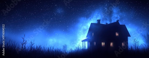Wallpaper Mural Mysterious House Under a Starry Night Sky. Torontodigital.ca