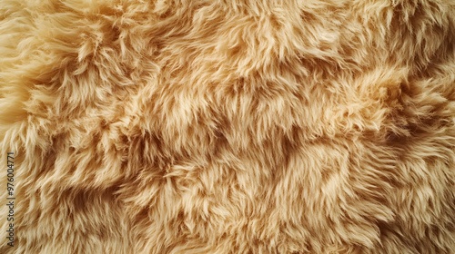 A close-up of the plush texture on a cream-beige shaggy rug, highlighting its soft and fluffy appearance