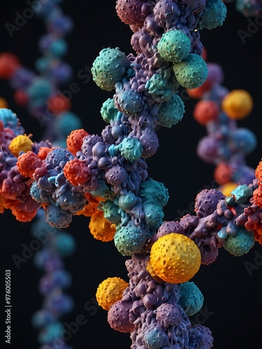 3D rendering of chromatin structure revealing distinct histone modifications. photo