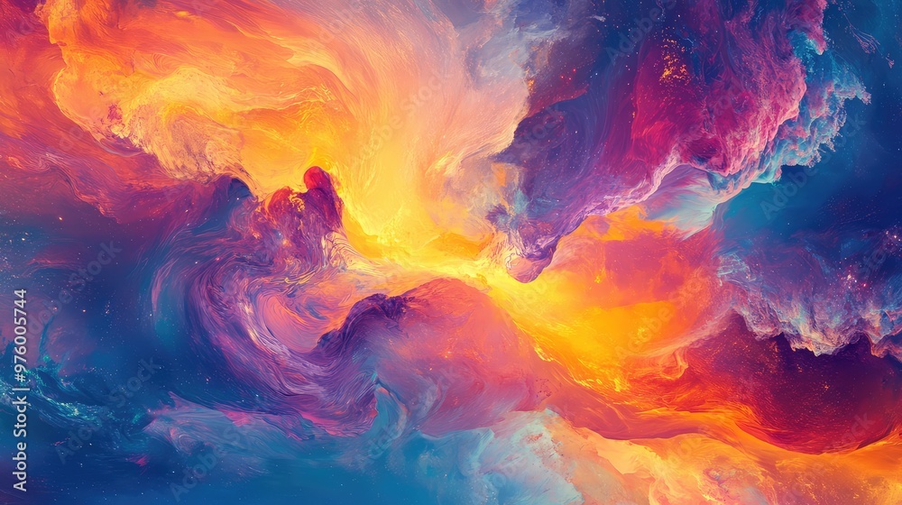 Radiant, fluid-like colors merging together in a cosmic, intergalactic visual style. Radiant, fluid-like colors merging together in a cosmic, intergalactic visual style.