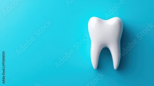 White Tooth on Blue Background