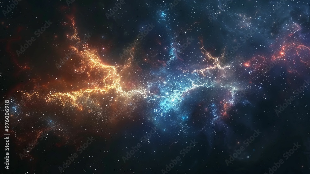 Fototapeta premium Cosmic Nebula with Glowing Gas and Stars
