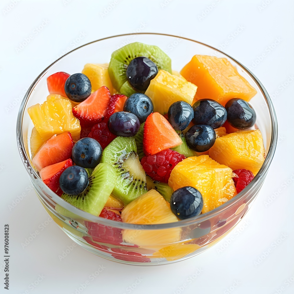 A Glass Bowl Filled with Freshly Cut Fruit Salad.