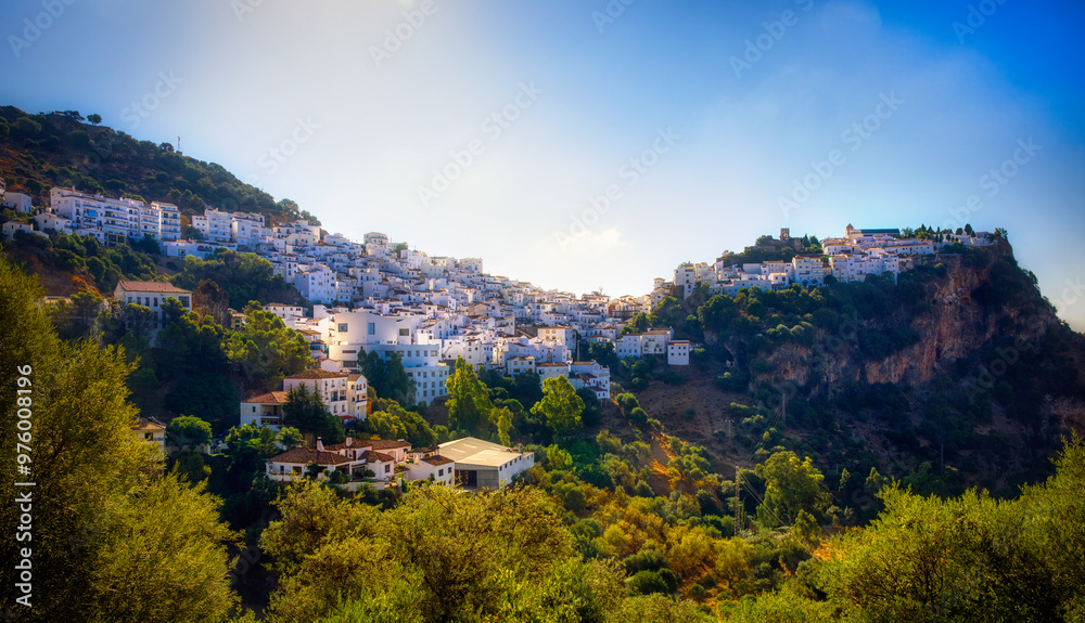 The Beautiful and Dramatically Situated White Village of Casares in the Malaga Province, Andalusia, Spain