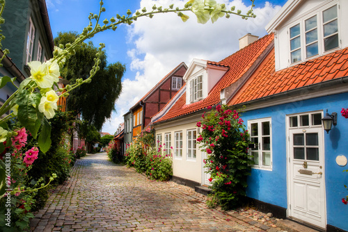 Houses in the Charming and Famous Street Called Møllestien in Aarhus, Denmark