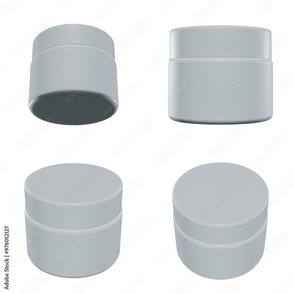 2K 4 view of 3D Render mockup Skincare Pot. Every parts are separated. 2K 4 view of 3D Render mockup Skincare Pot. Every parts are separated.