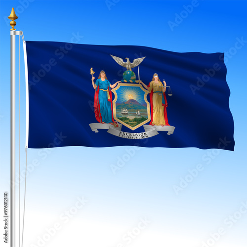 New York US federal state waving flag, USA, United States, vector illustration