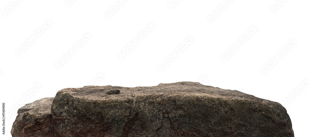 Fototapeta premium Rock Isolated white background, Stone podium formation, Cliff rock mountain high edge well stage stand material montage your products display, Clipping paths