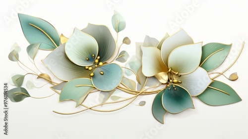 Elegant silvery green eucalyptus leaves displayed against a crisp white background