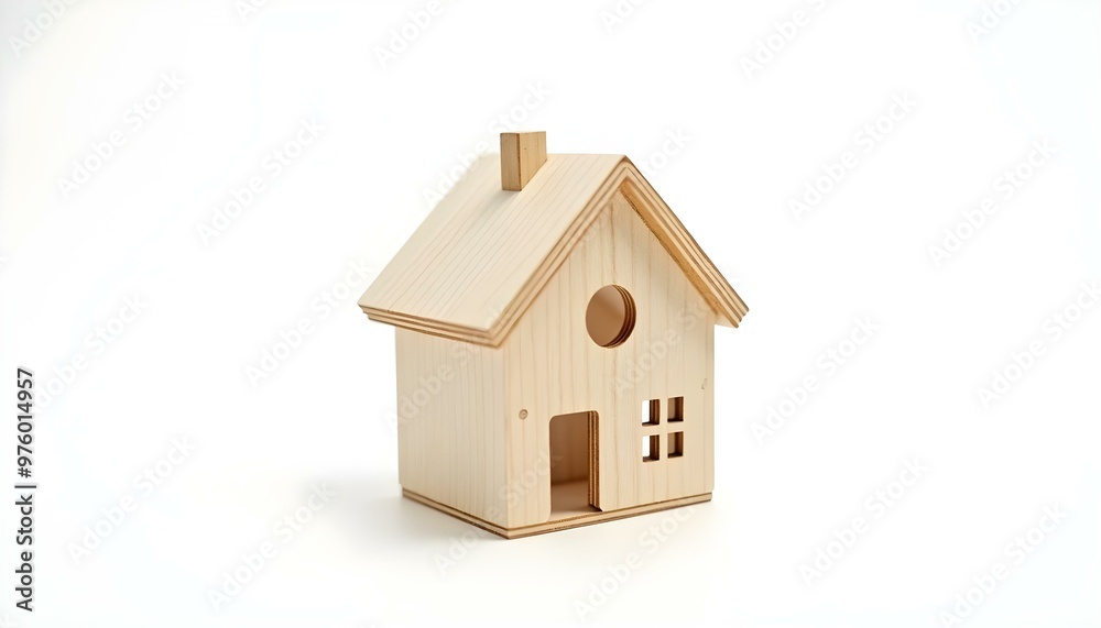 mini small wooden house on isolated white background concept of real estate, living, construction, residency mini small wooden house on isolated white background concept of real estate, living, construction, residency