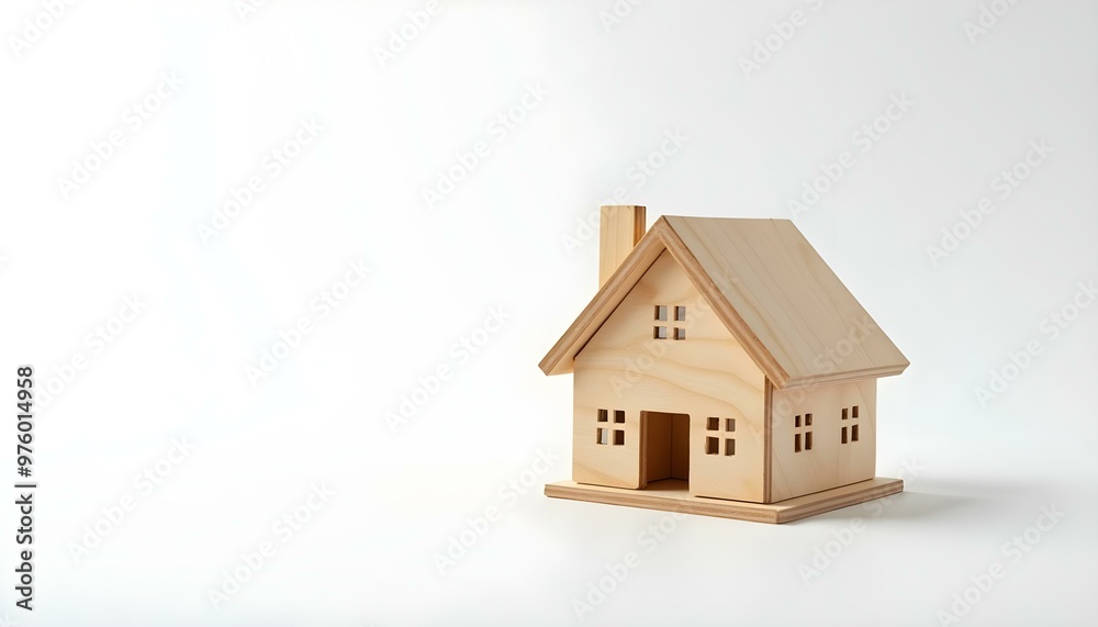 mini small wooden house on isolated white background concept of real estate, living, construction, residency mini small wooden house on isolated white background concept of real estate, living, construction, residency