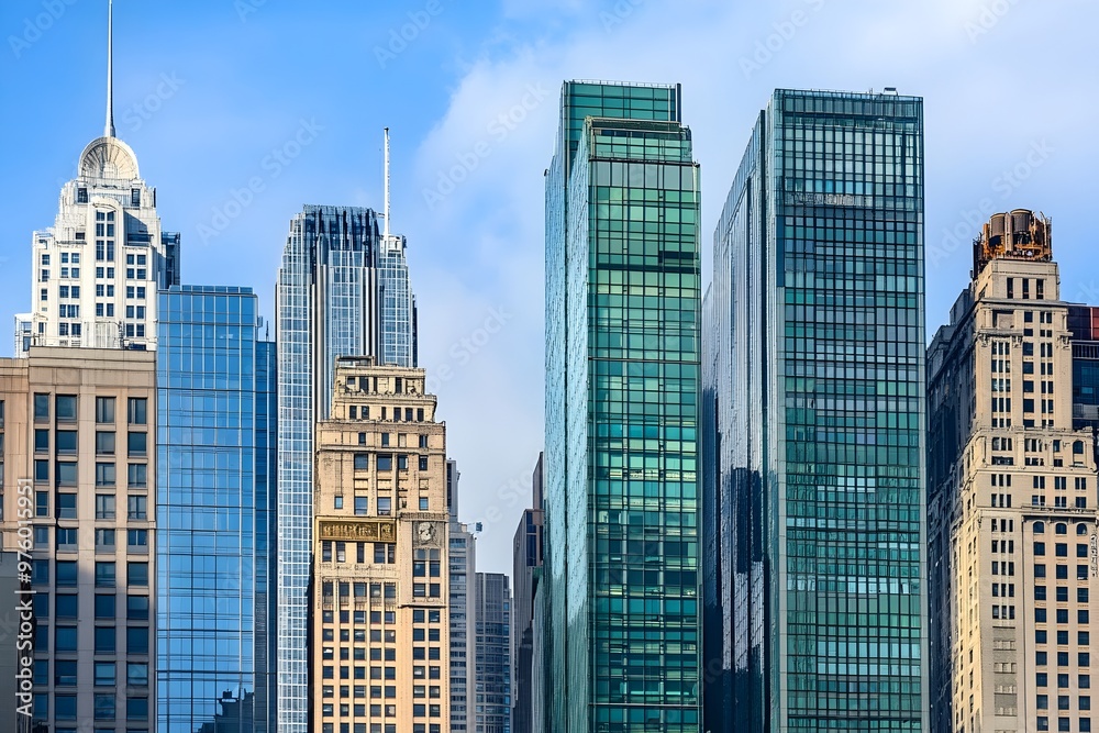 Captivating Cityscape with Diverse Architectural Styles and Towering Skyscrapers Captivating Cityscape with Diverse Architectural Styles and Towering Skyscrapers