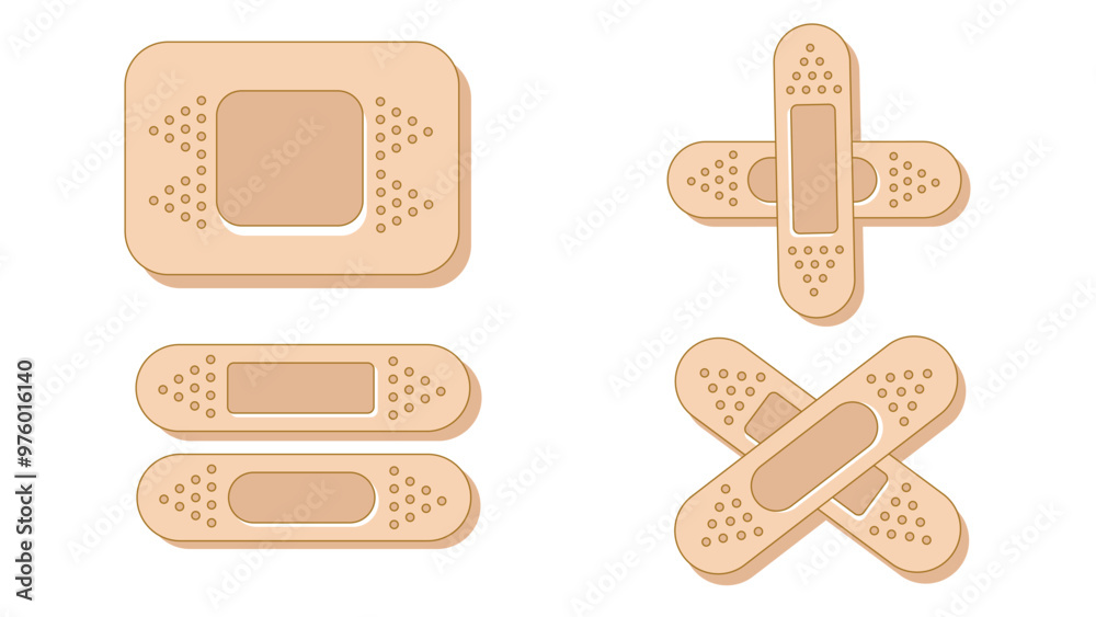 Set of adhesive plasters for first aid for wounds, operations and skin damage, Protecting open wound from infection, healing wound patch guarantees accelerated cell regeneration Set of adhesive plasters for first aid for wounds, operations and skin damage, Protecting open wound from infection, healing wound patch guarantees accelerated cell regeneration