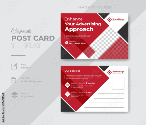 Corporate marketing agency postcard template design for business