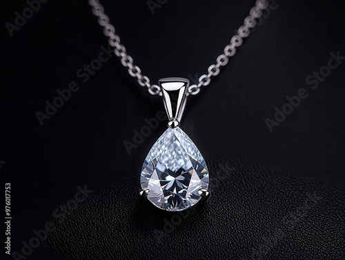 A pear-shaped diamond pendant isolated, the gemstone sparkling brightly with flawless clarity pear-shaped pendant, gemstone, clarity