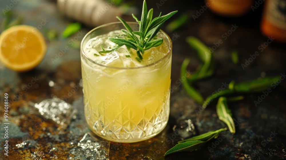 Fresh and refreshing cocktails based on gin, a distinctive herbal flavor, bar Fresh and refreshing cocktails based on gin, a distinctive herbal flavor, bar