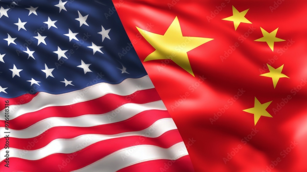China flag vs USA flag Economic and Business War. China and United States flags trade war.