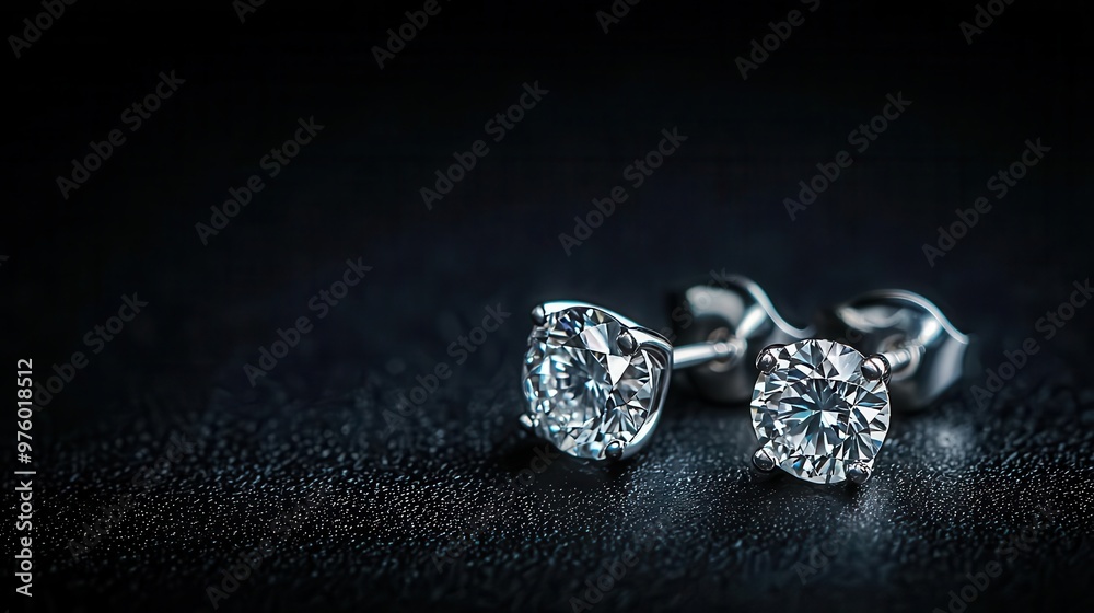 A pair of diamond earrings isolated, with the gemstones' facets reflecting light, emphasizing their clarity diamond earrings, gemstone, clarity A pair of diamond earrings isolated, with the gemstones' facets reflecting light, emphasizing their clarity diamond earrings, gemstone, clarity