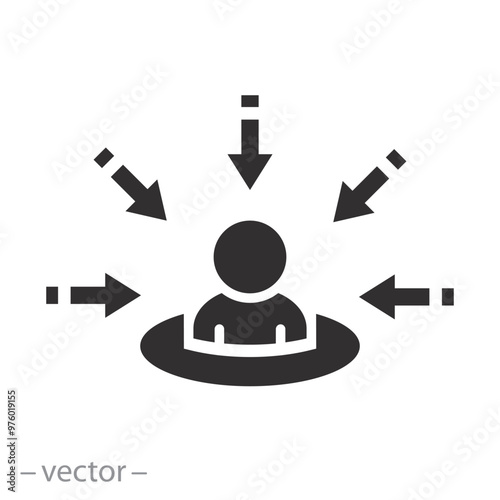 customer focus icon, centric consumer concept, client first approach, flat vector illustranion