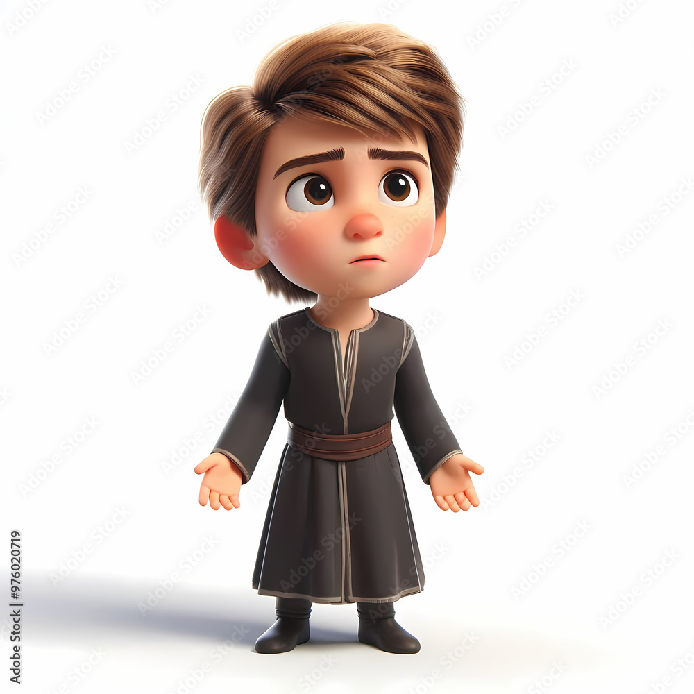 Confused Caucasian Boy in Formal Wear 3D Character - Perplexed Expression Children's Book Illustration - Emotional Intelligence Cartoon Confused Caucasian Boy in Formal Wear 3D Character - Perplexed Expression Children's Book Illustration - Emotional Intelligence Cartoon