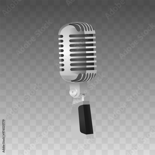 Classic Retro Microphone Isolated on Transparent Background. Realistic 3d Illustration Emphasizing Its Vintage Design