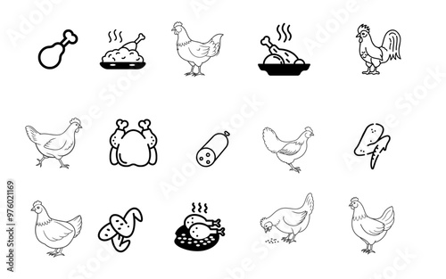 Chiken icons set illustration. vector