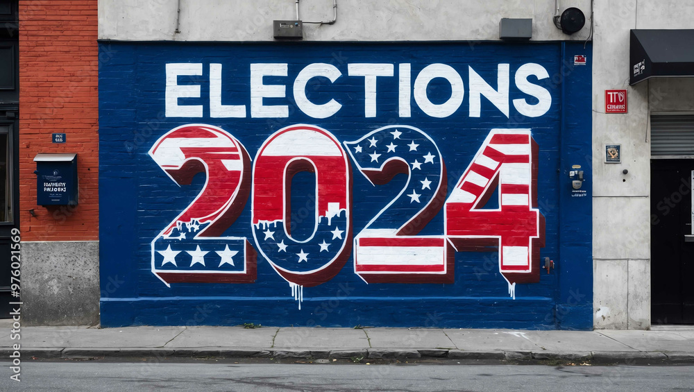 elections 2024 grafitti art design on a wall in street elections 2024 grafitti art design on a wall in street