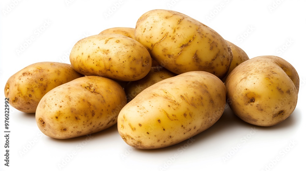 A Pile of Potatoes on White Background A Pile of Potatoes on White Background