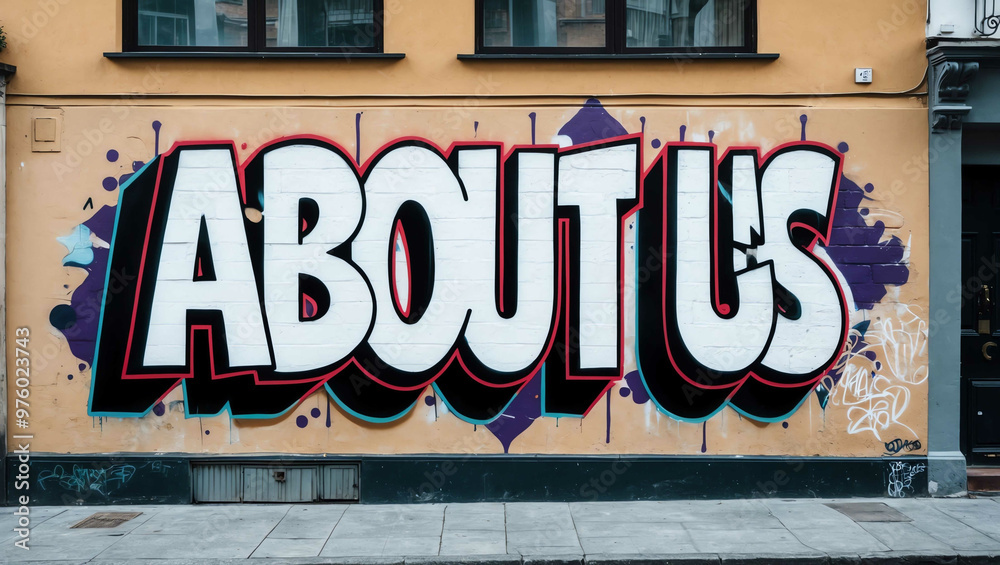 Fototapeta premium about us grafitti art design on a wall in street