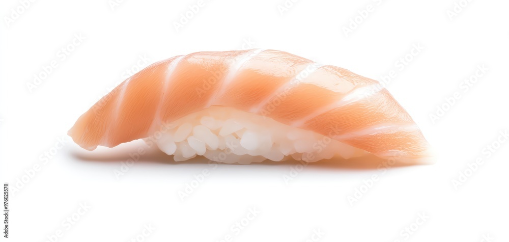 Delicious sushi piece featuring fresh salmon atop perfectly seasoned rice, ideal for culinary and food photography. Delicious sushi piece featuring fresh salmon atop perfectly seasoned rice, ideal for culinary and food photography.