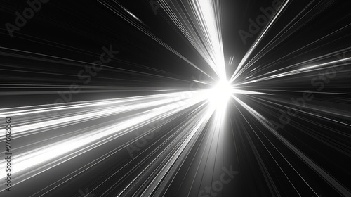 Abstract white background with light rays and speed lines, for design of technology or digital products, website layout template. photo