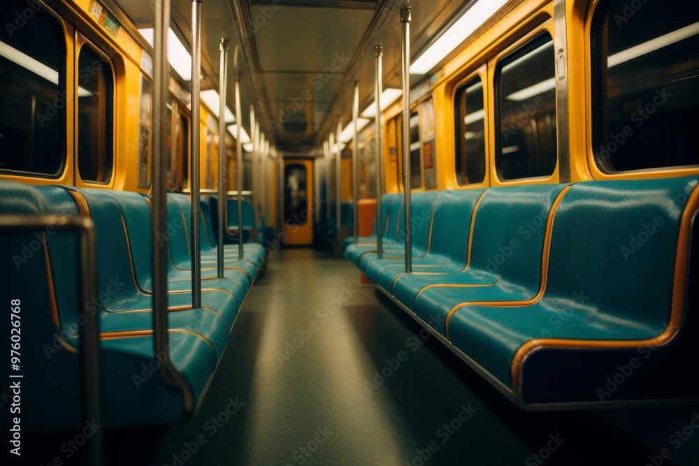 Fototapeta premium Modern minimalist public transport an empty tram or metro showcasing clear and simple design
