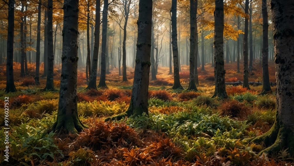 Autumn forest scene. Autumn forest scene.