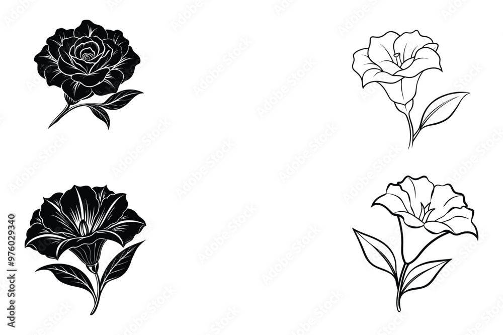 This is lisianthus-flowers-vector black and white illustration design This is lisianthus-flowers-vector black and white illustration design