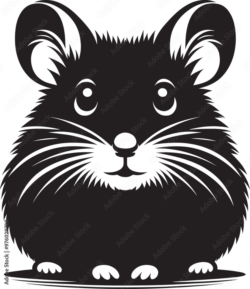 Cute little hamster Silhouette vector illustration isolated on a white background Cute little hamster Silhouette vector illustration isolated on a white background