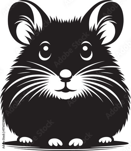 Cute little hamster Silhouette vector illustration isolated on a white background