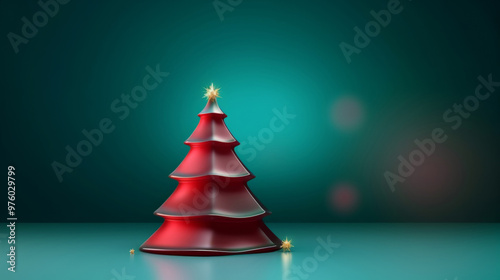 Wallpaper Mural Christmas tree with red star on top in modern style, concept of Christmas, background Torontodigital.ca