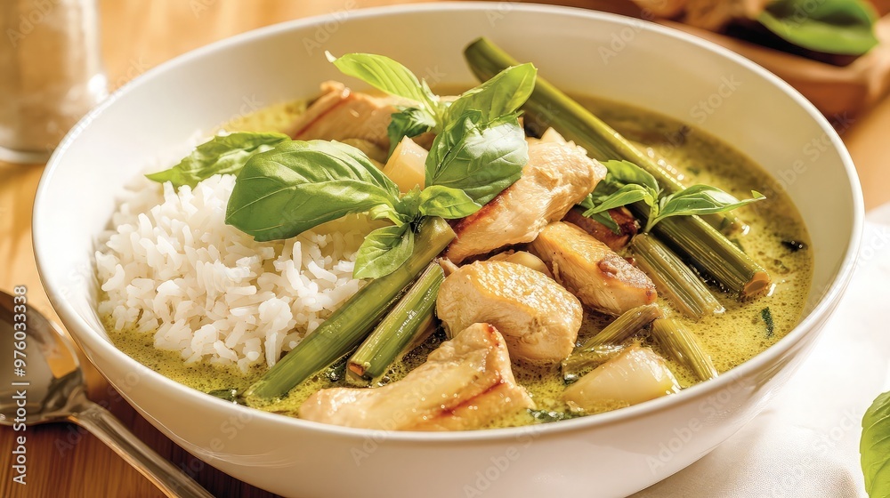 Delicious Thai Green Curry with Chicken and Rice Delicious Thai Green Curry with Chicken and Rice