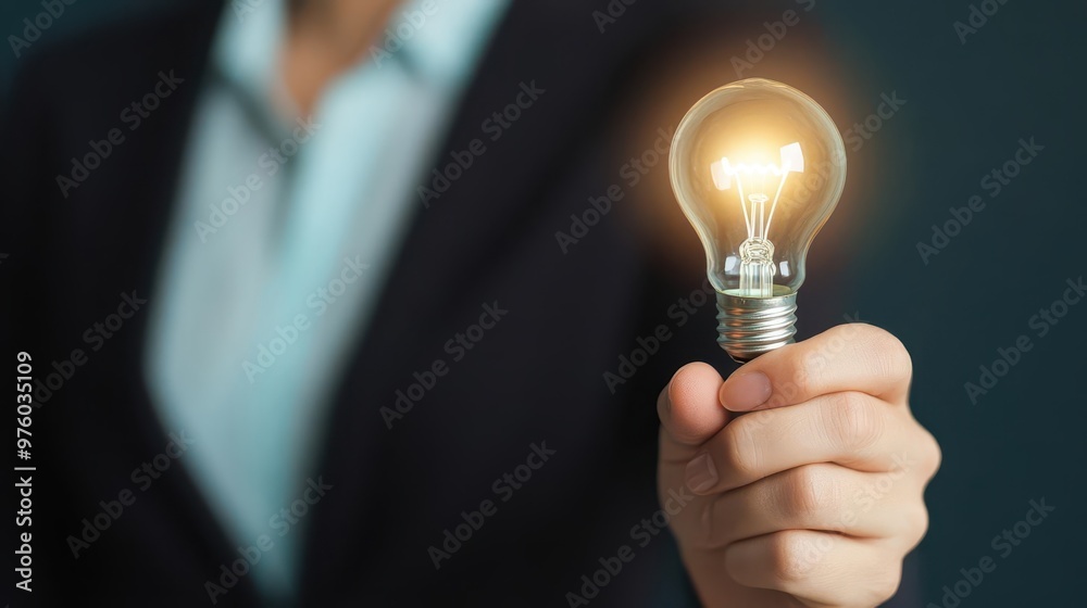 A creative professional drawing a lightbulb on a glassboard symbolizing ideas