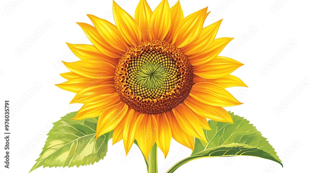 Symmetrical Vector Sunflower Clip Art on White Background with Perfect Lines and Shapes Symmetrical Vector Sunflower Clip Art on White Background with Perfect Lines and Shapes