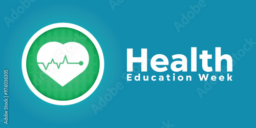 National Health Education Week. Heart. Great for cards, banners, posters, social media and more. Blue background.
